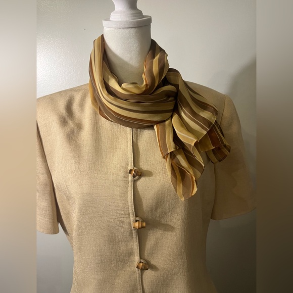 Kasper Tan Suit Set with Coordinating scarf - Picture 1 of 7